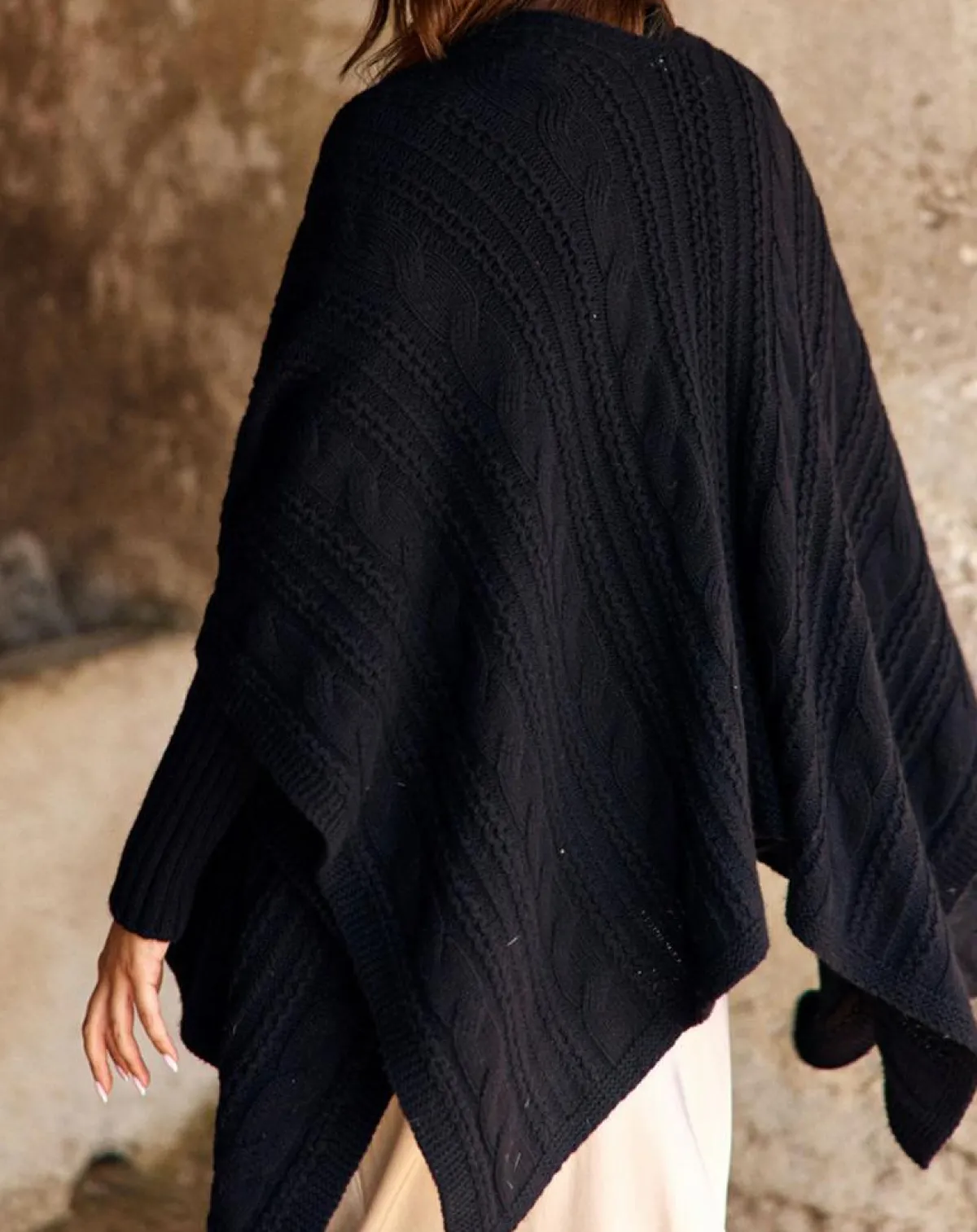Lauren Vidal Gilets Et Cardigans|Poncho en Laine & Cachemire Roca noir