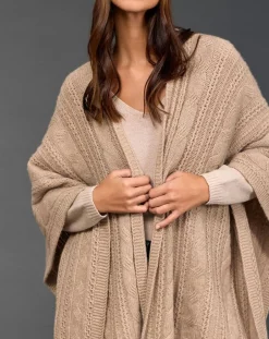 Lauren Vidal Gilets Et Cardigans|Poncho en Laine & Cachemire Roca sable