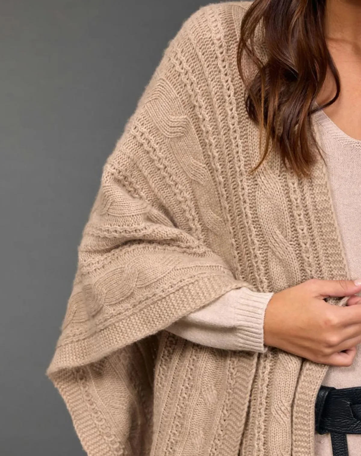 Lauren Vidal Gilets Et Cardigans|Poncho en Laine & Cachemire Roca sable