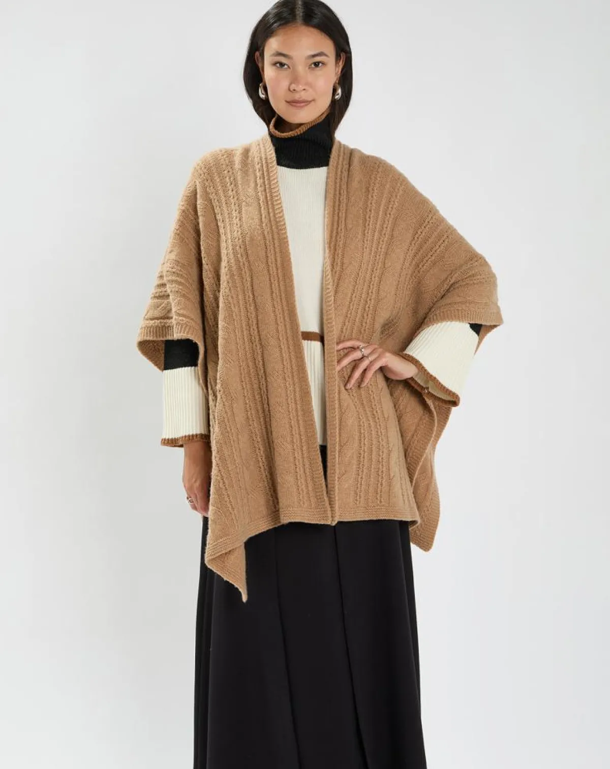 Lauren Vidal Gilets Et Cardigans|Poncho en Laine & Cachemire Roca camel