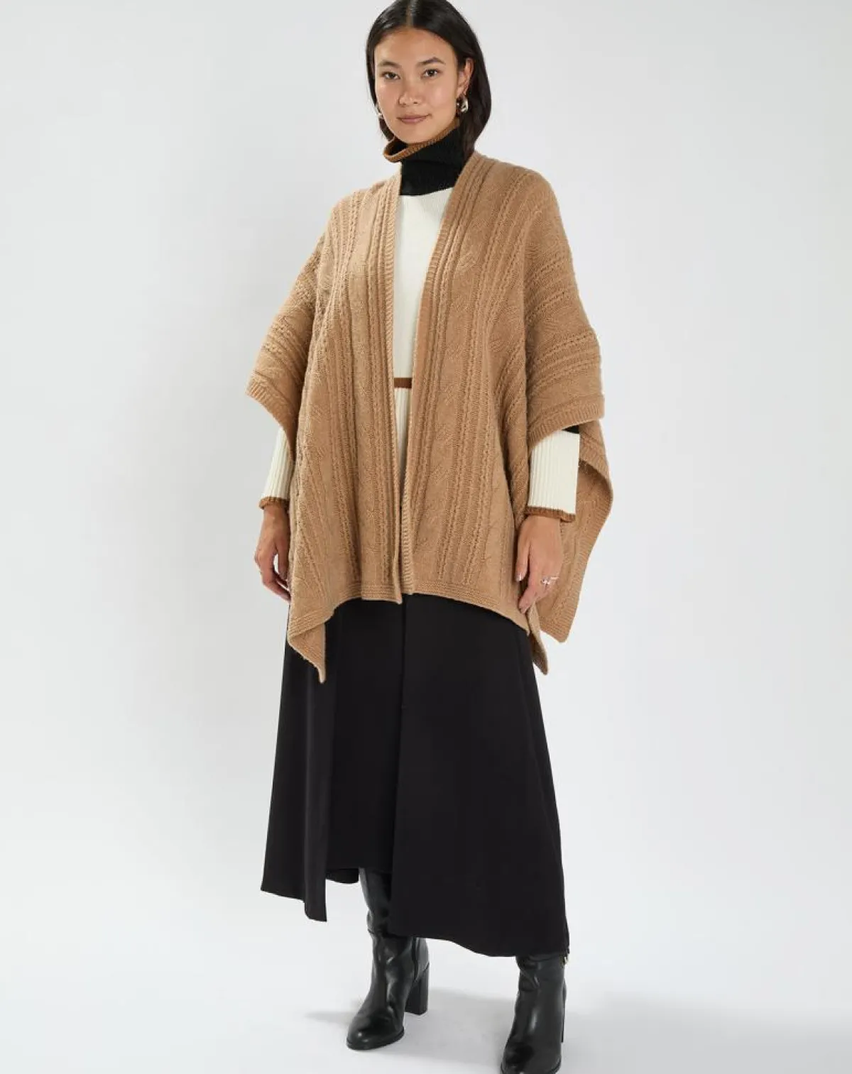Lauren Vidal Gilets Et Cardigans|Poncho en Laine & Cachemire Roca camel