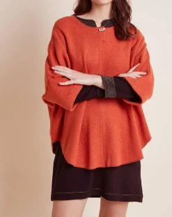 Le Chat Lingerie, Nuit|Poncho en Laine mélangée Etoffe cannelle/gris