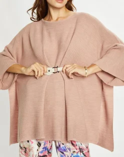 Lauren Vidal Pulls|Poncho en Laine mélangée Store rose antique
