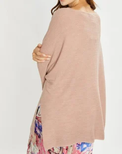 Lauren Vidal Pulls|Poncho en Laine mélangée Store rose antique