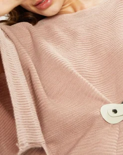 Lauren Vidal Pulls|Poncho en Laine mélangée Store rose antique