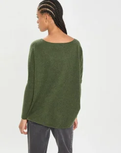 Cashmere Tribu Pulls|Poncho large 100% Cachemire col V Emma forest