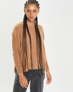 Cashmere Tribu Pulls|Poncho large 100% Cachemire col rond Alizée mocha