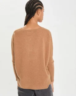 Cashmere Tribu Pulls|Poncho large 100% Cachemire col rond Alizée mocha