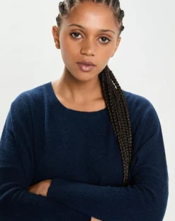 Cashmere Tribu Pulls|Poncho large 100% Cachemire col rond Alizée nuit