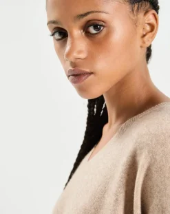 Cashmere Tribu Pulls|Poncho large 100% Cachemire col V Emma chestnut