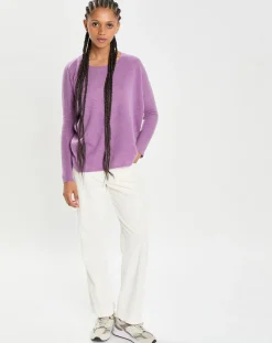 Cashmere Tribu Pulls|Poncho large 100% Cachemire col rond Alizée orchidée