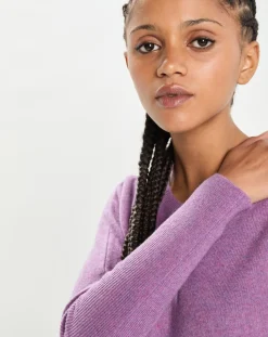 Cashmere Tribu Pulls|Poncho large 100% Cachemire col rond Alizée orchidée
