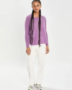 Cashmere Tribu Pulls|Poncho large 100% Cachemire col rond Alizée orchidée