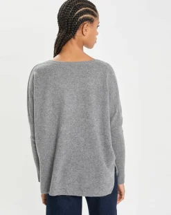 Cashmere Tribu Pulls|Poncho large 100% Cachemire col rond Alizée gris
