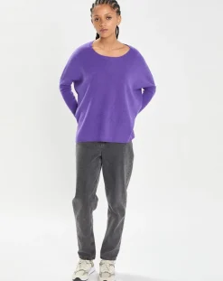 Cashmere Tribu Pulls|Poncho large 100% Cachemire col rond Alizée grape