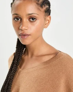 Cashmere Tribu Pulls|Poncho large 100% Cachemire col V Emma mocha