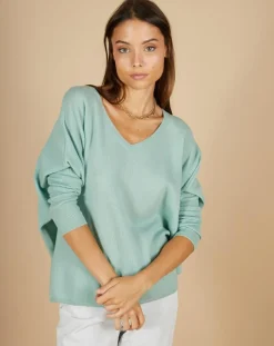 Cashmere Tribu Pulls|Poncho large 100% Cachemire Emma col V amande