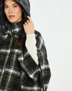 Lauren Vidal Manteaux|Poncho Tylan à carreaux noir