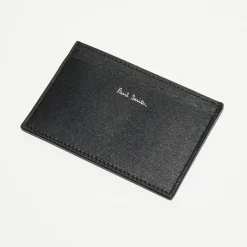 Paul Smith Porte-Monnaie Et Portefeuilles|Porte-cartes en Cuir Signature Stripe noir/vert - 10x6.7 cm