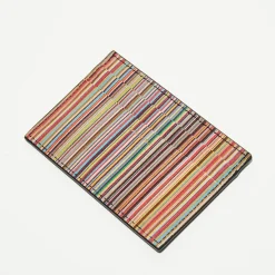 Paul Smith Porte-Monnaie Et Portefeuilles|Porte-cartes en Cuir Signature Stripe noir/multicolore - 10x6.7 cm