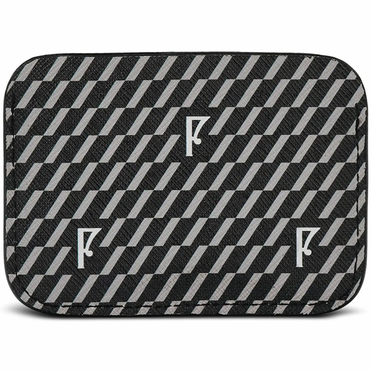 Maison Faret Porte-Monnaie Et Portefeuilles|Porte-cartes en Toile enduite noir/blanc - 7.5x10.5x0.5 cm