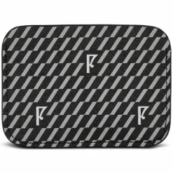 Maison Faret Porte-Monnaie Et Portefeuilles|Porte-cartes en Toile enduite noir/gris - 7.5x10.5x0.5 cm