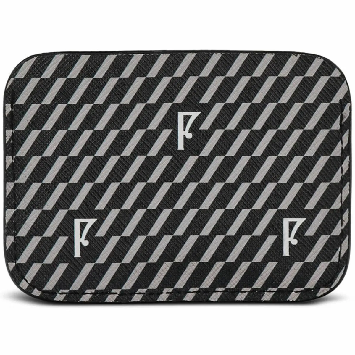 Maison Faret Porte-Monnaie Et Portefeuilles|Porte-cartes en Toile enduite noir/gris - 7.5x10.5x0.5 cm