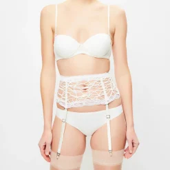 La Perla Lingerie, Nuit|Porte-jarretelles en Soie mélangée Desert Rose blanc cassé