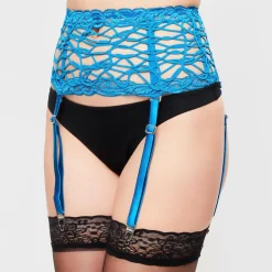 La Perla Lingerie, Nuit|Porte-jarretelles en Soie mélangée Desert Rose bleu canard