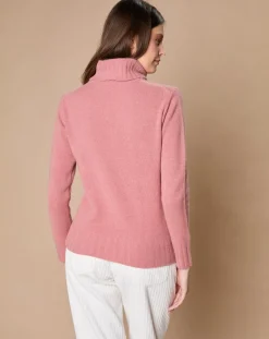 Oscar et Louise Pulls|Pull 100% Cachemire 4 fils Audrey col roulé vieux rose