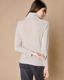 Oscar et Louise Pulls|Pull 100% Cachemire 4 fils Audrey col roulé beige clair