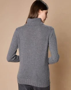 Oscar et Louise Pulls|Pull 100% Cachemire 4 fils Audrey col roulé anthracite