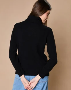 Oscar et Louise Pulls|Pull 100% Cachemire 4 fils Audrey col roulé noir