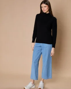 Oscar et Louise Pulls|Pull 100% Cachemire 4 fils Audrey col roulé noir