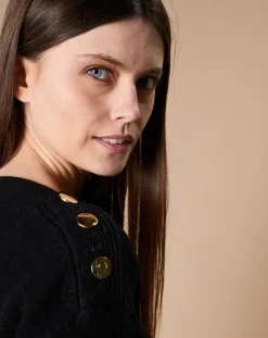 Oscar et Louise Pulls|Pull 100% Cachemire 4 fils Jane col bateau noir