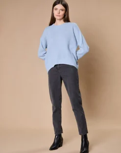 Oscar et Louise Pulls|Pull 100% Cachemire 4 fils Ophélie col rond bleu clair