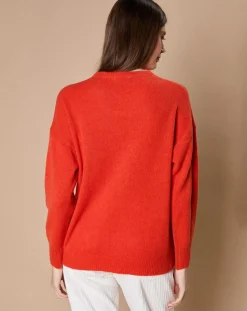 Oscar et Louise Pulls|Pull 100% Cachemire 4 fils Ophélie col rond orange brique