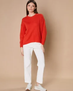 Oscar et Louise Pulls|Pull 100% Cachemire 4 fils Ophélie col rond orange brique