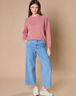 Oscar et Louise Pulls|Pull 100% Cachemire 4 fils Ophélie col rond vieux rose