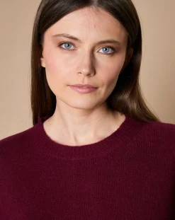 Oscar et Louise Pulls|Pull 100% Cachemire 4 fils Ophélie col rond bordeaux