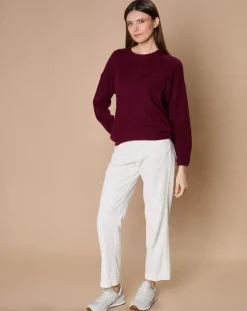 Oscar et Louise Pulls|Pull 100% Cachemire 4 fils Ophélie col rond bordeaux