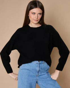 Oscar et Louise Pulls|Pull 100% Cachemire 4 fils Ophélie col rond noir