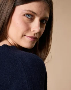 Oscar et Louise Pulls|Pull 100% Cachemire 4 fils Ophélie col rond bleu marine