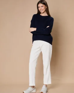 Oscar et Louise Pulls|Pull 100% Cachemire 4 fils Ophélie col rond bleu marine