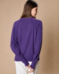 Oscar et Louise Pulls|Pull 100% Cachemire 4 fils Romy col V profond violine