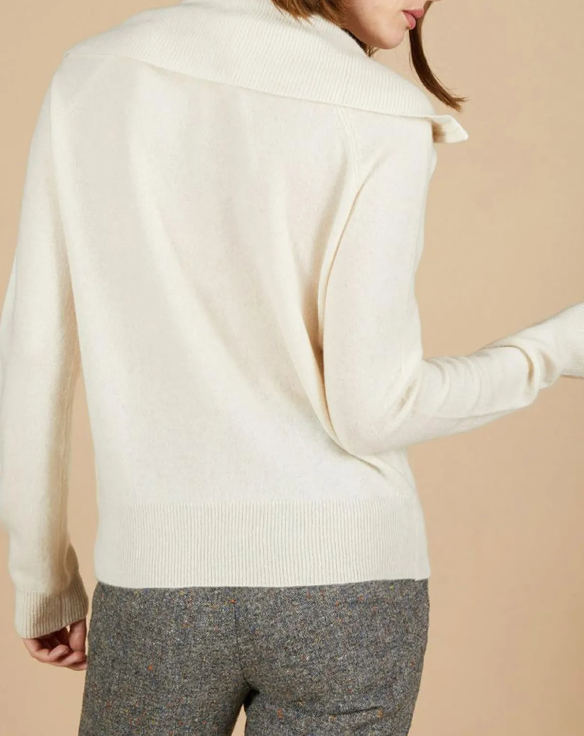 Cashmere Tribu Pulls|Pull 100% Cachemire Audrey col zippé écru