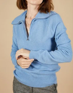 Cashmere Tribu Pulls|Pull 100% Cachemire Audrey col zippé topaze