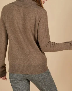 Cashmere Tribu Pulls|Pull 100% Cachemire Audrey col zippé marron