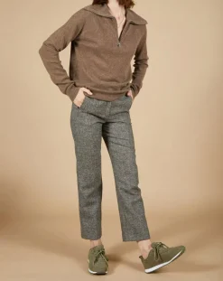 Cashmere Tribu Pulls|Pull 100% Cachemire Audrey col zippé marron