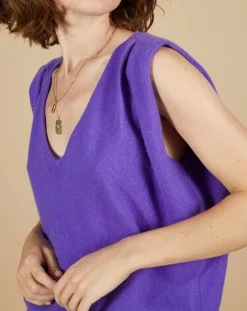 Cashmere Tribu Pulls|Pull 100% Cachemire Bella épaulettes violet